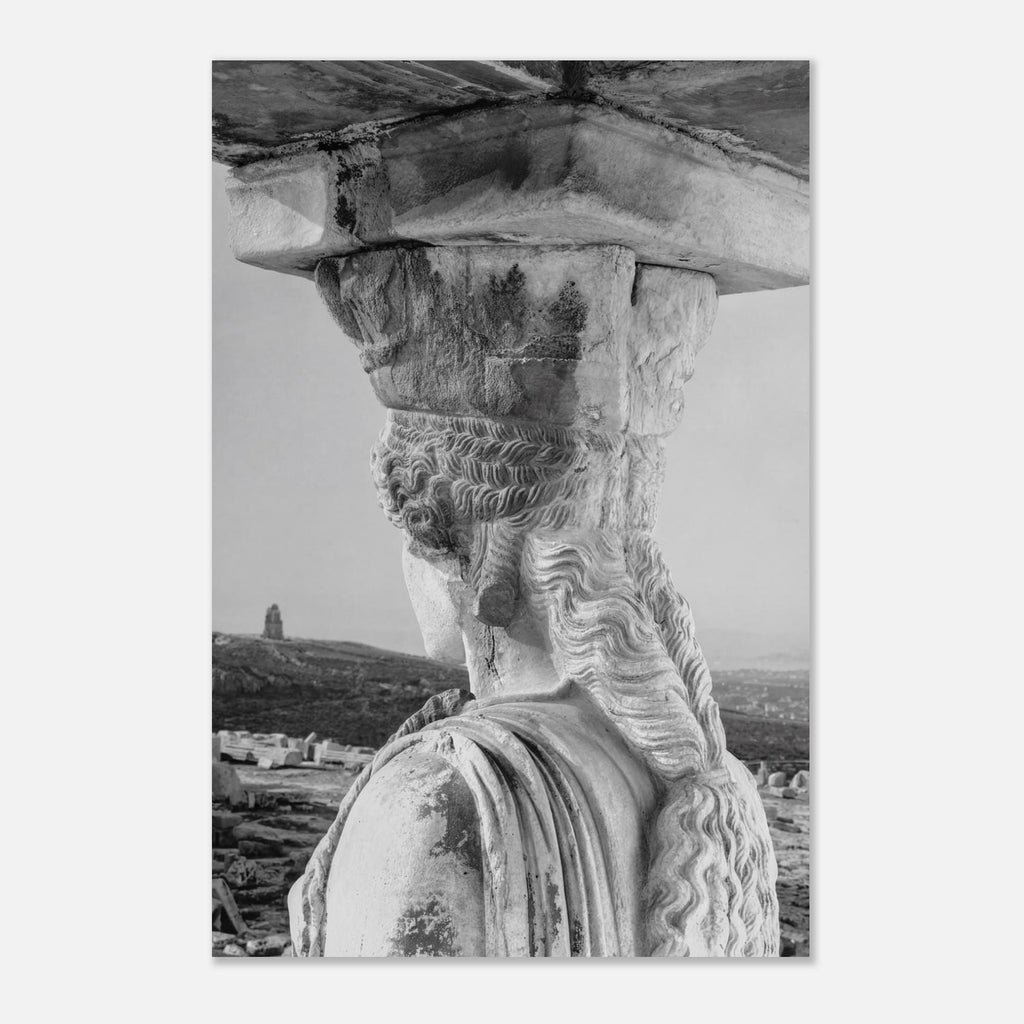 Caryatid Greek Statue Art Print | Ancient Greece Wall Art | Black and White Photography | Mythology Decor | Museum Quality Print