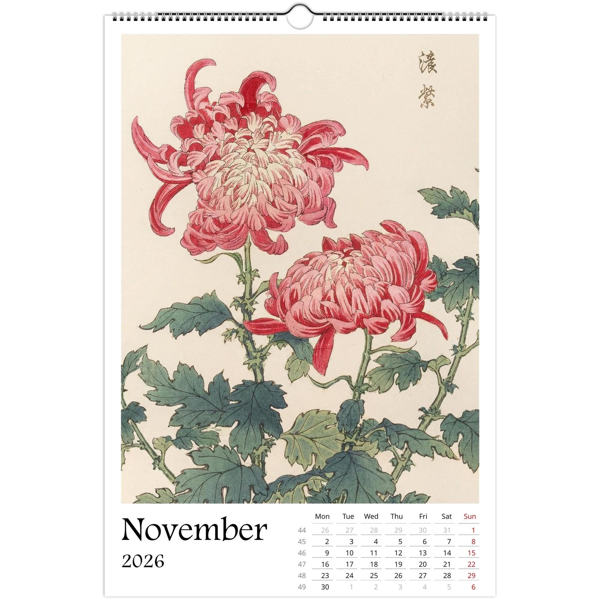 13 Artworks Of Vintage Botanical 2026 Wall Calendar 11x16.5, Keika Hasegawa, Japandi Floral Vibe, Plant Mom New Year Gift