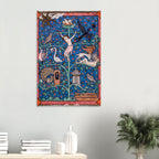 Antique Medieval Manuscript Art Print Illuminated Tree Of Life With Symbolic Animals Macabre Dark Academia Decor Myth Symbolism
