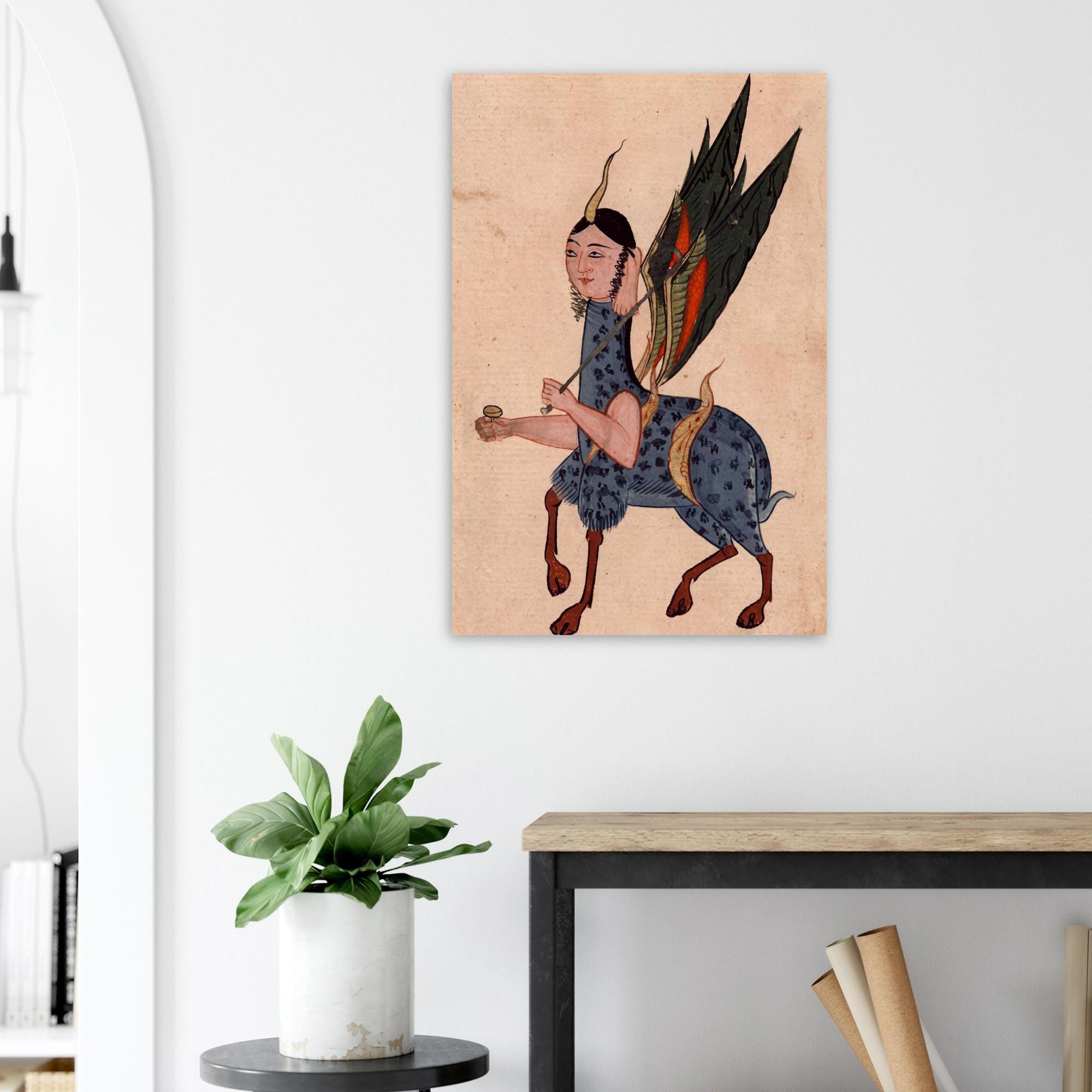 Persian Miniature Al Buraq Mythical Creature Print Islamic Mythology Wonders Of Creation Wall Art Folk Animals Myth Symbolism
