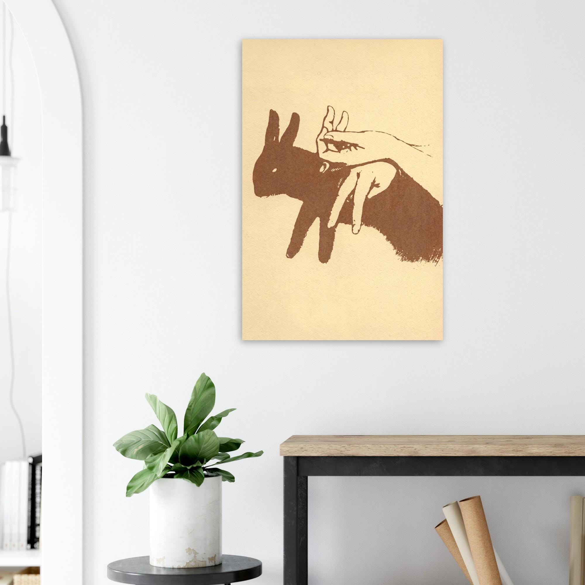 Vintage Rabbit Shadow Puppet Art Print, Victorian Hand Shadow Illustration, Curiosities Oddities Wall Decor, Dark Academia & Moody