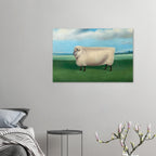 Fat Sheep Art Print, Rectangular Sheep Folk Art, Chonky Sheep Painting, British Livestock Portrait, Farmhouse Wall Decor, Antique