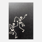 Dancing Skeletons Woodcut Print Memento Mori Wall Art Medieval Danse Macabre Engraving Gothic Dark Academia Vintage Dark Fantasy Macabre