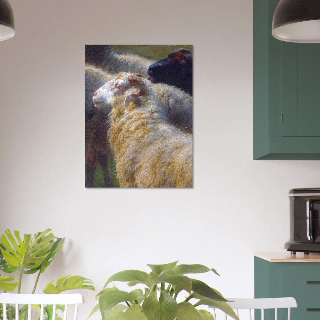 Vintage Sheep Oil Painting Dark Academia Wall Art Moody Antique Ram Print Textured Animal Portrait Dark Academia Moody
