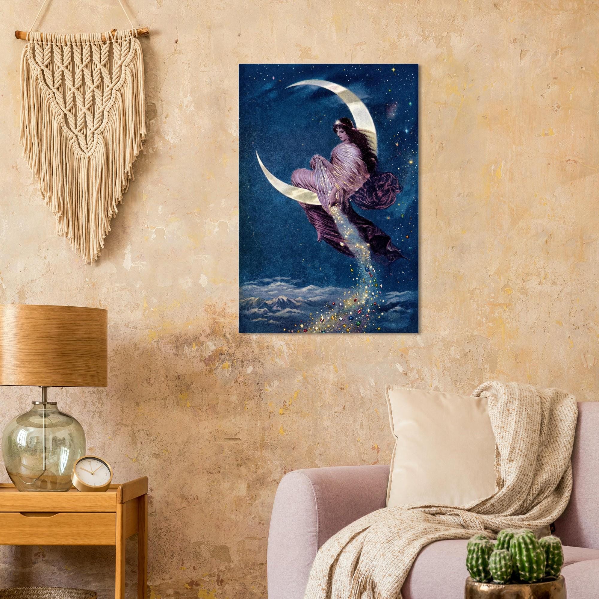 Vintage Moon Goddess Art Print 1889 The Universal Favorite Victorian Moon Maiden Celestial Poster Art Nouveau & Vintage