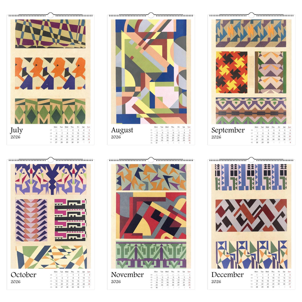 13 Artworks of  Mizuki Heitaro 2026 Art Calendar 11x16.5, Wiener Werkstatte, Abstract Patterns, Vintage Art, Secessionist, Art Gift
