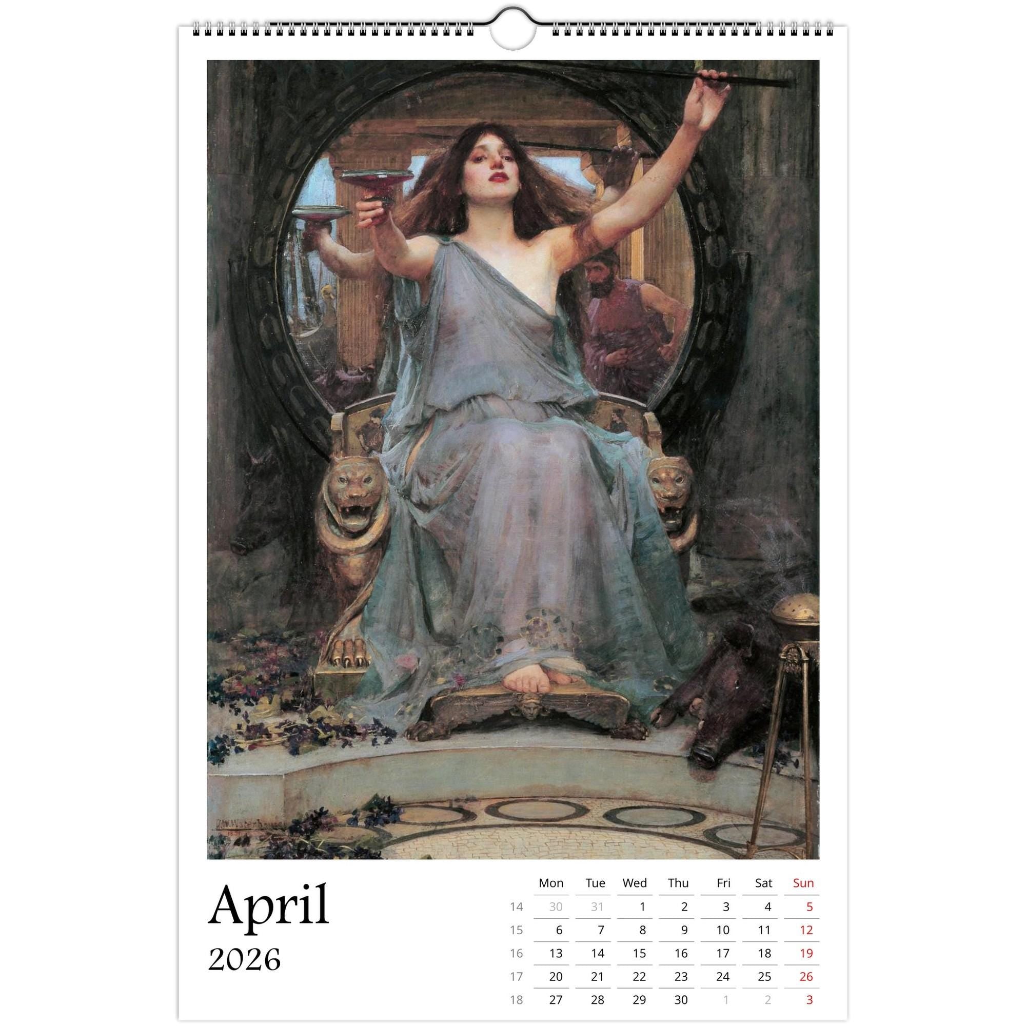 13 Artworks Of John William Waterhouse 2026 Art Calendar 11x16.5, Pre Raphaelite, Fine Art, Dark Academia, Moody, Gift For Her