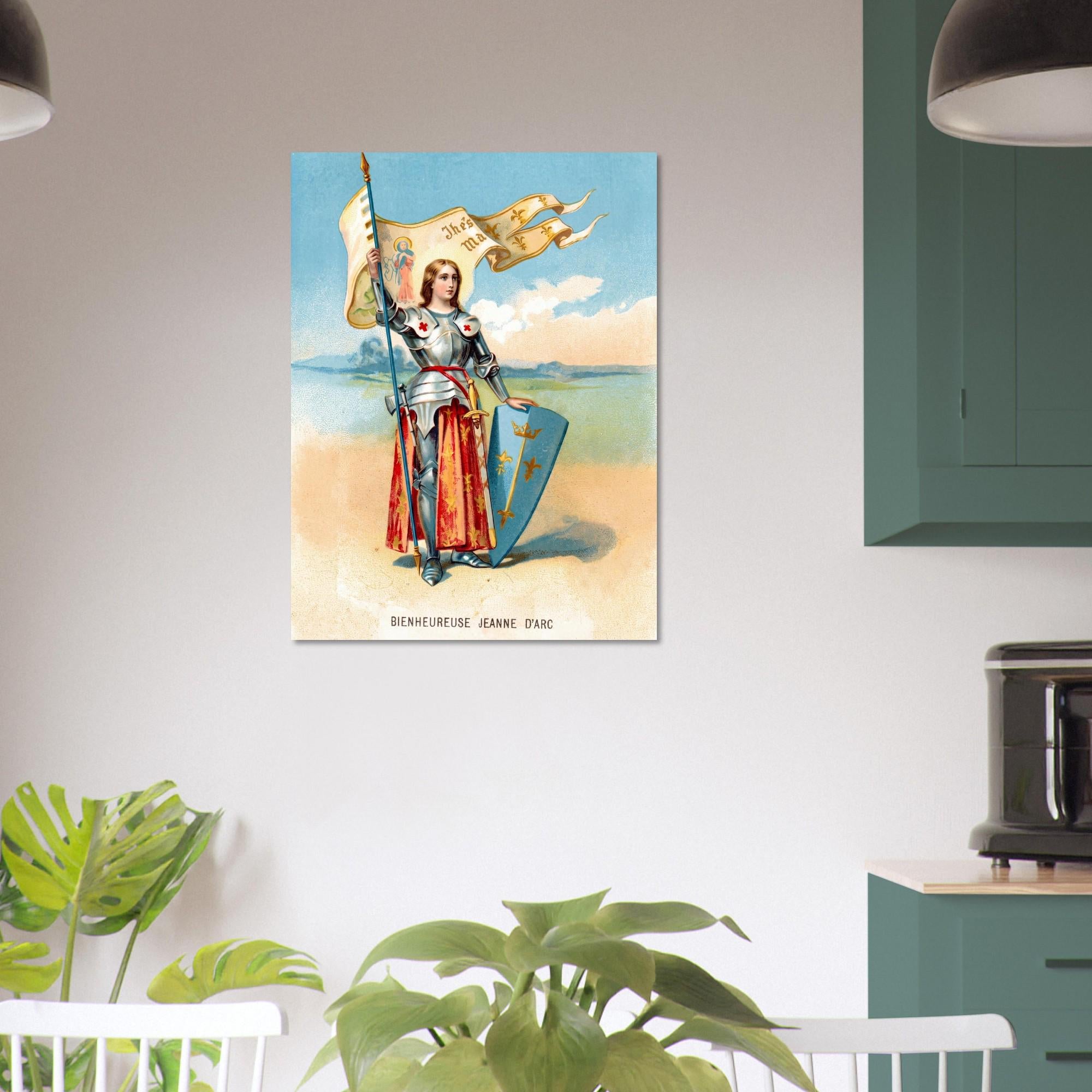 Joan of Arc Vintage Print French Holy Card Blessed Jeanne d Arc Medieval Knight Catholic Wall Decor Poster Sacred Medieval Icons