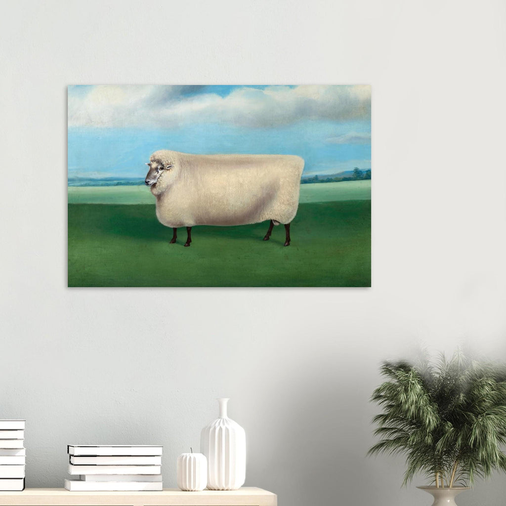 Fat Sheep Art Print, Rectangular Sheep Folk Art, Chonky Sheep Painting, British Livestock Portrait, Farmhouse Wall Decor, Antique