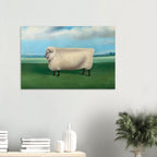 Fat Sheep Art Print, Rectangular Sheep Folk Art, Chonky Sheep Painting, British Livestock Portrait, Farmhouse Wall Decor, Antique