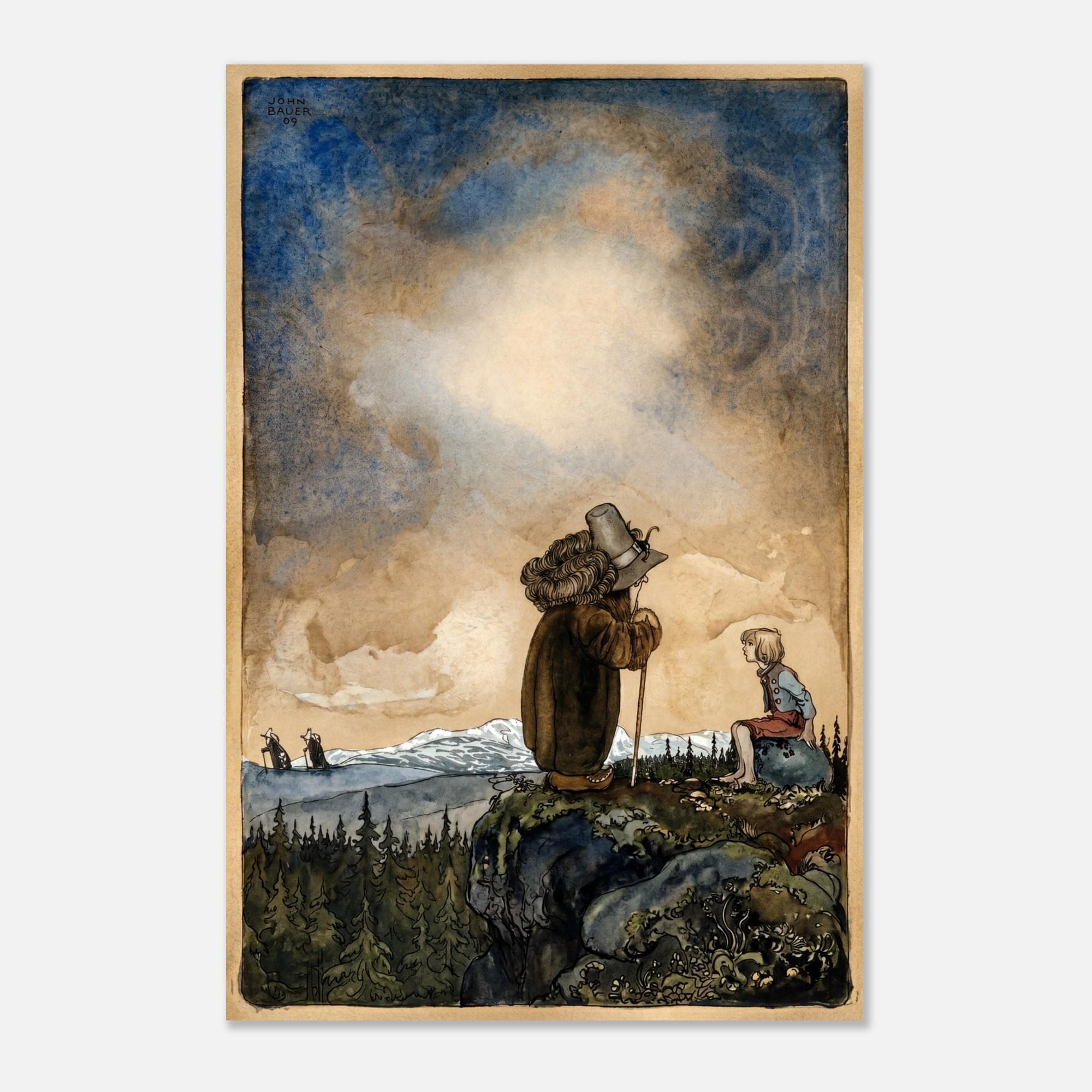 Swedish Troll Art John Bauer Print Nordic Folklore Illustration Vintage Fairytale Wall Decor Gnomes and Trolls Myth Symbolism