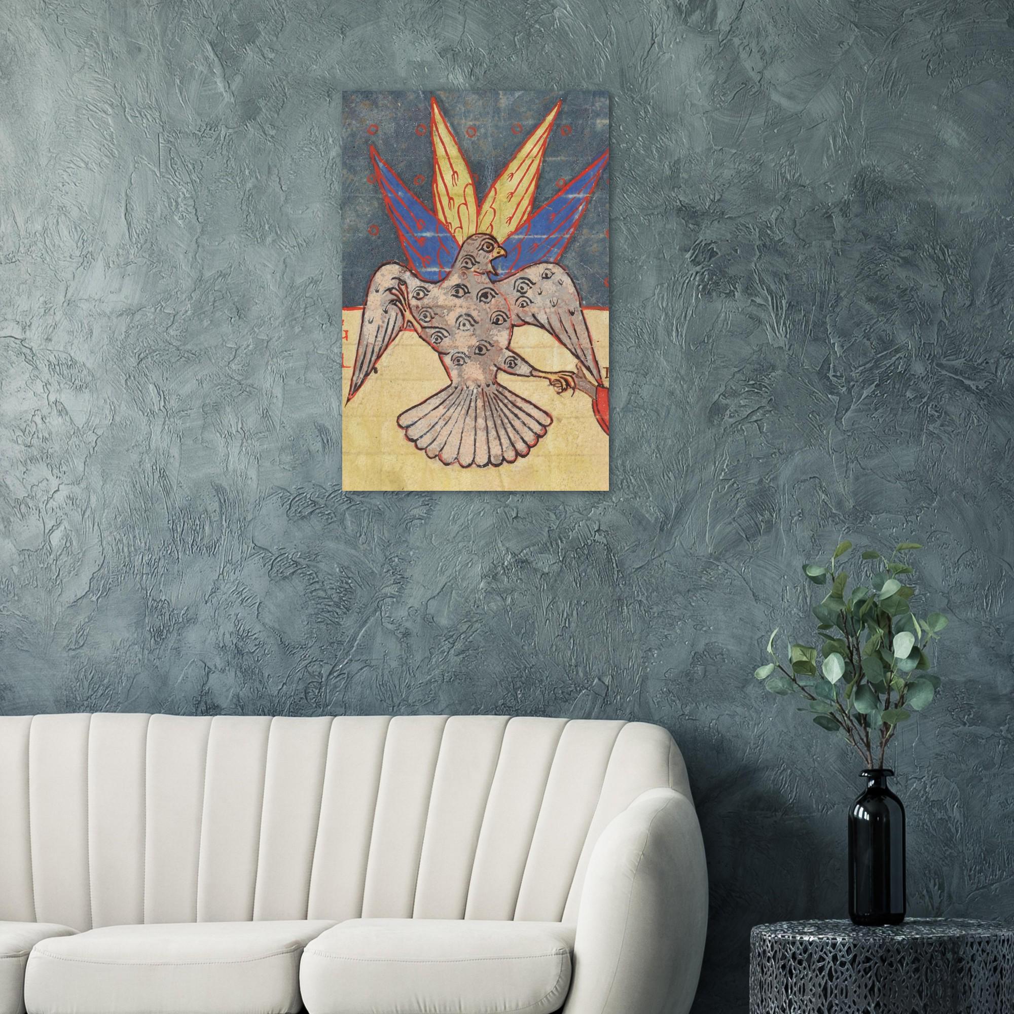 Medieval Eagle of the Apocalypse Art Print Biblically Accurate Angel Many Eyed Bird Gothic Home Decor Myth & Symbolism