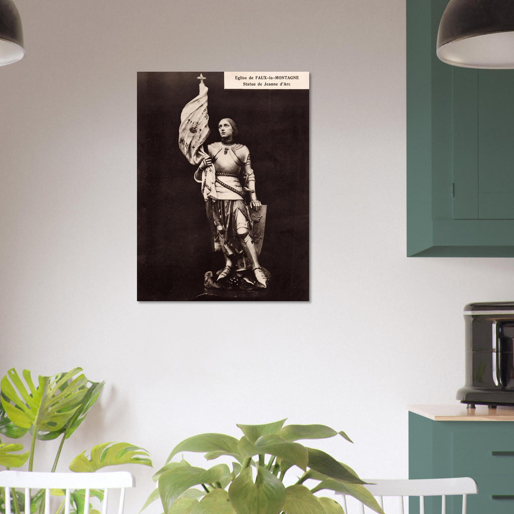 Joan of Arc Vintage Postcard Print Historical Catholic Saint Statue Armor French Wall Art Canvas Photo Sacred Medieval Icons