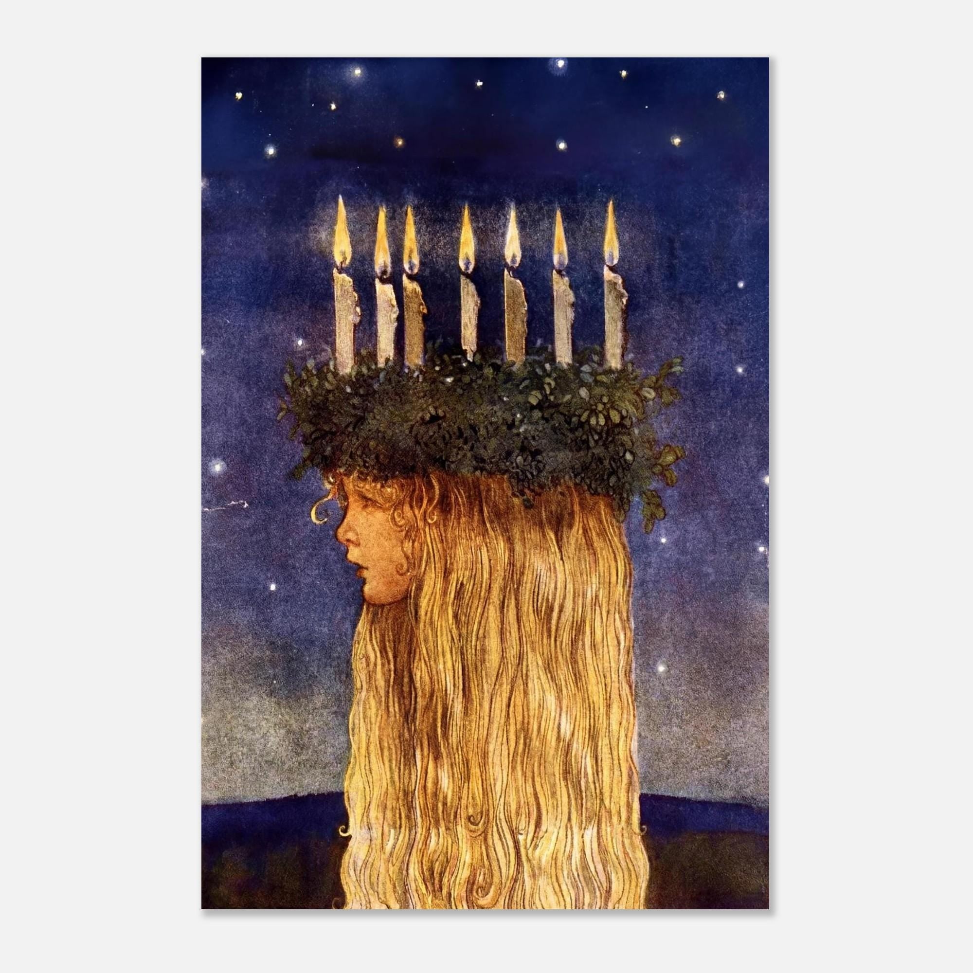 John Bauer Saint Lucia Art Print Swedish Folklore Christmas Winter Solstice Decor Nordic Folk Art Vintage Print Myth & Symbolism C00BN