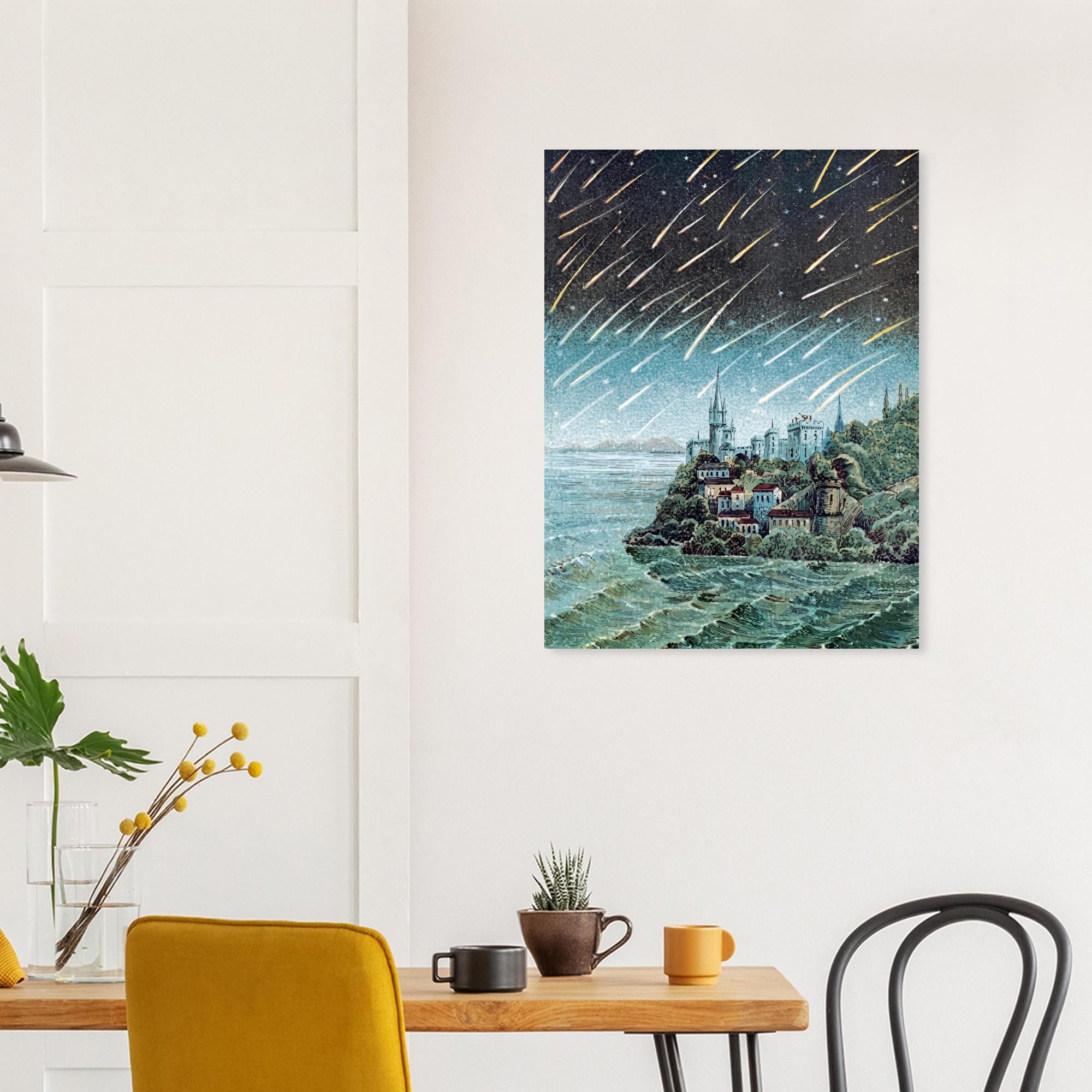 Vintage Meteor Shower Art Print Antique Astronomy Celestial Poster Night Sky Stars Wall Decor Canvas Painting Celestial Astronomy