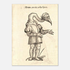 Vintage Monster Woodcut Print Myth Symbolism Renaissance Creature Poster Antique Bird Man Illustration Dark Academia Wall Art