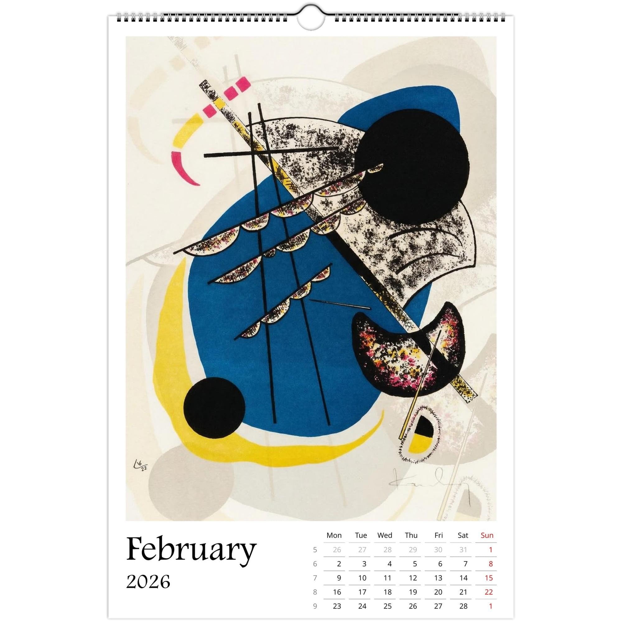13 Artworks of Wassily Kandinsky 2026 Wall Calendar 11x16.5, Abstract Art Monthly Planner, Bauhaus Design 12 Month Hanging, Modern Artist