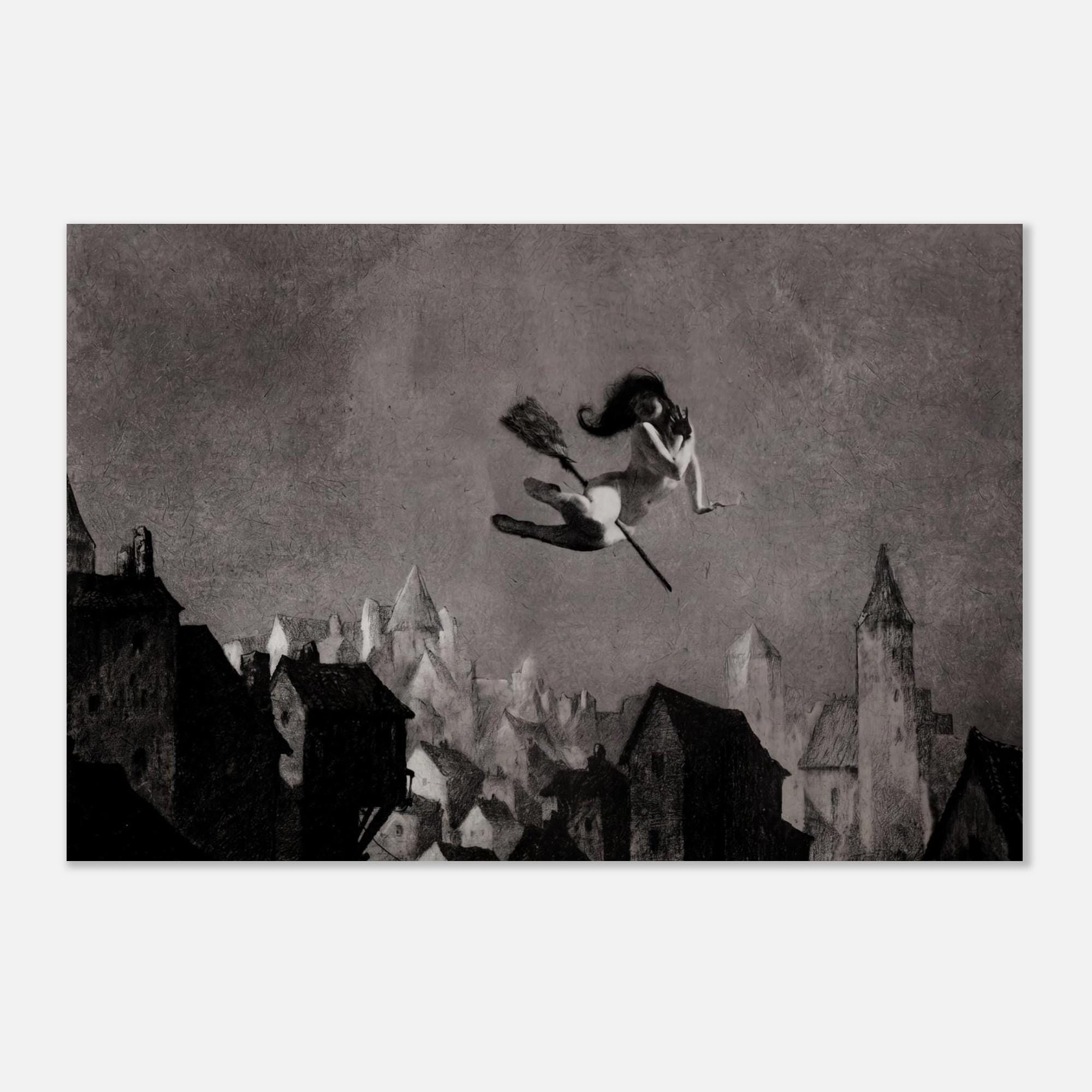 William Mortensen Departure for the Sabbath Vintage Witch Art Print Gothic Occult Wall Decor Dark Fantasy Macabre