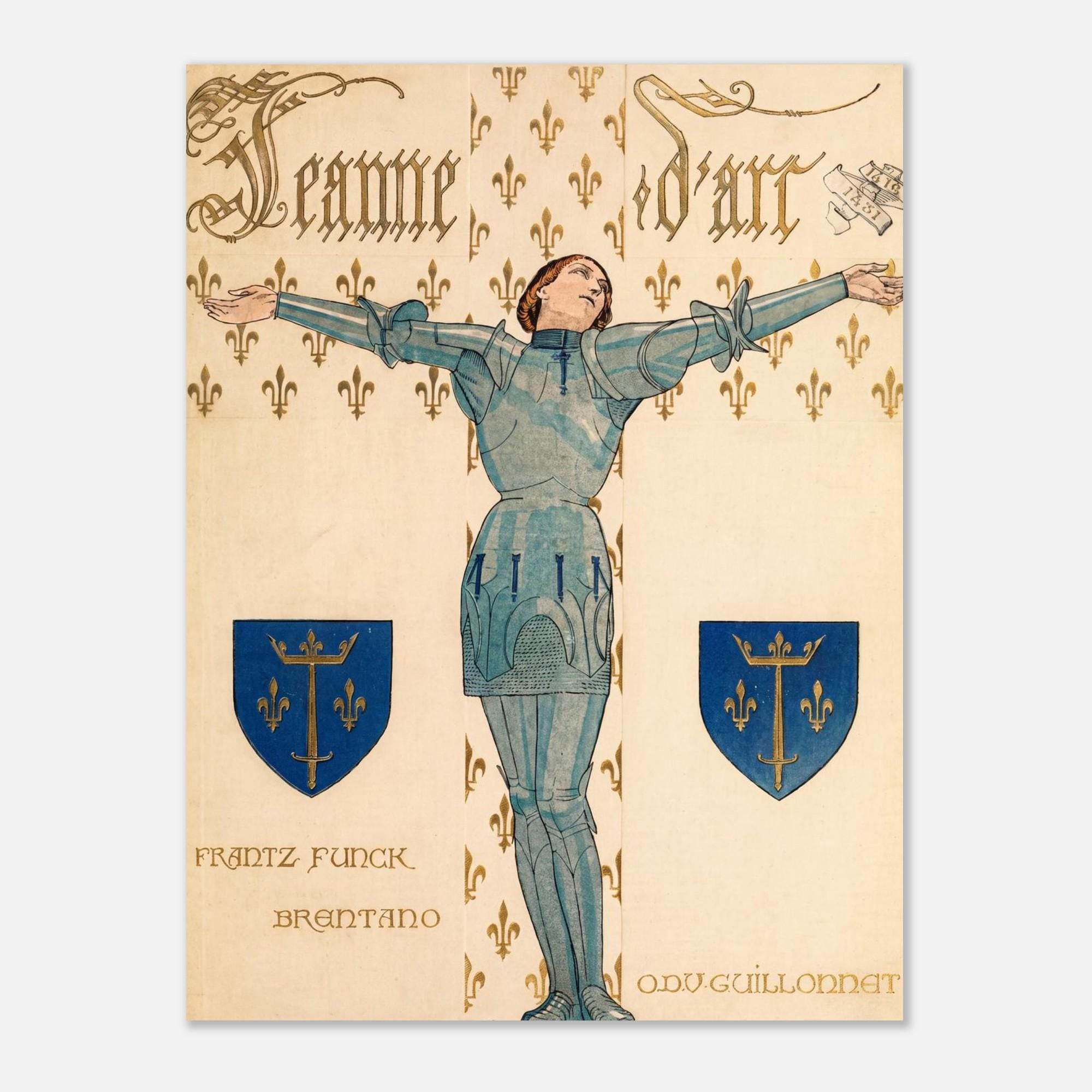 Joan of Arc Vintage Wall Art Print French Art Nouveau Illustration Saint Joan Knight Armor Decor Sacred Medieval Icons