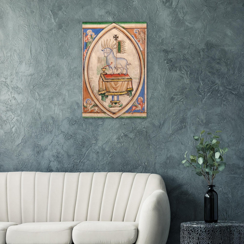 Apocalypse Lamb of God Seven Eyes Seven Horns Medieval Manuscript Art Print, Agnus Dei Revelation Myth & Symbolism