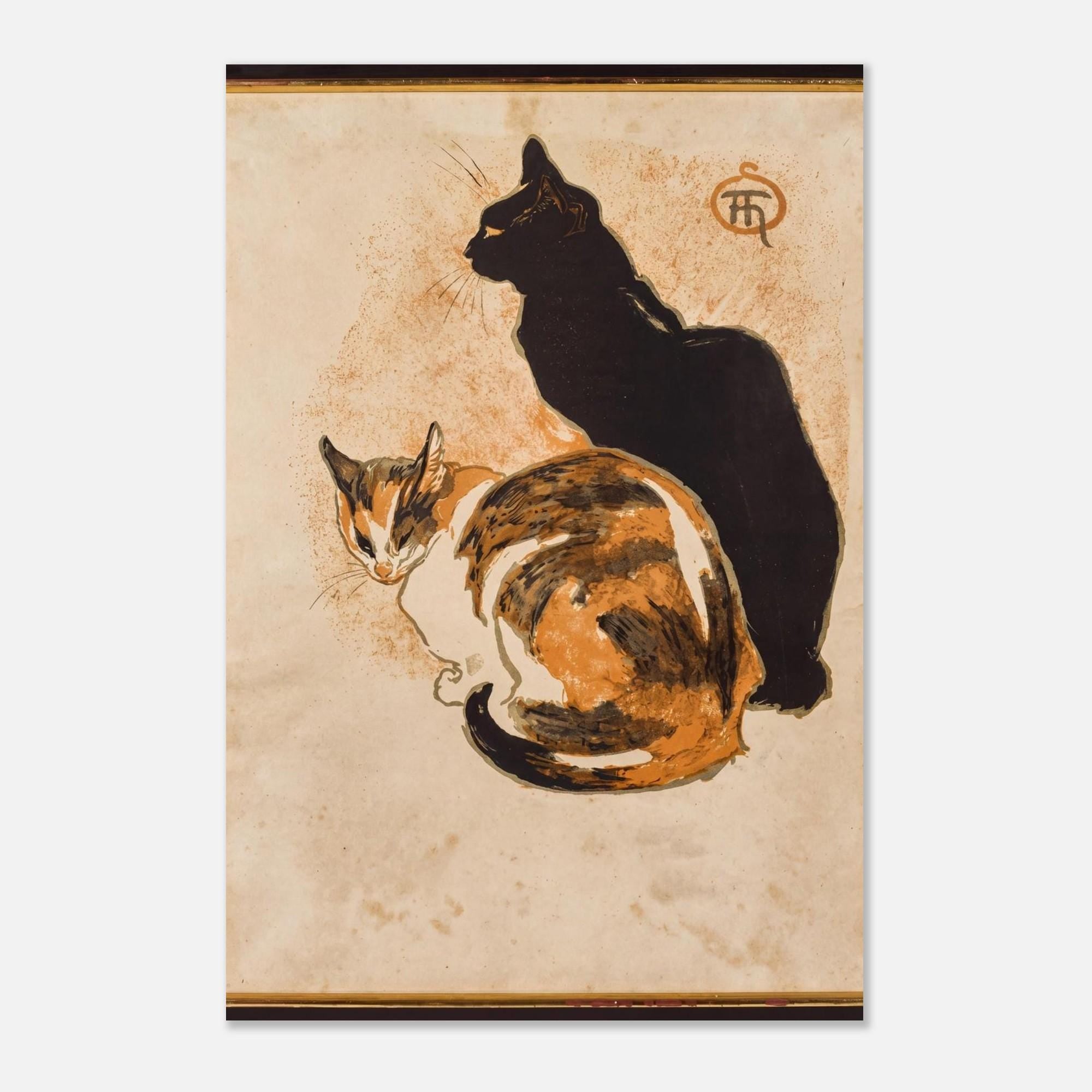 Vintage Art Nouveau Cat Art Print Th ophile Steinlen Black and Calico Cat Poster Antique Wall Decor Art Nouveau Vintage