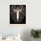 Vintage Archangel Woodcut Print Gothic Angel Wall Art Antique Polish Black and White Celestial Knight Sacred Medieval Icons