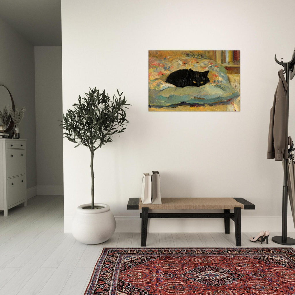 Black Cat Oil Painting Impressionist Art Print Moody Animal Wall Decor for Cat Lovers Textured Portrait Animals Creatures