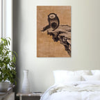 Japanese Zen Monkey Art Print | Minimalist Ink Wash Wall Art | Muqi Gibbon Painting | Wabi Sabi Animal Decor | Smiling Monkey Art