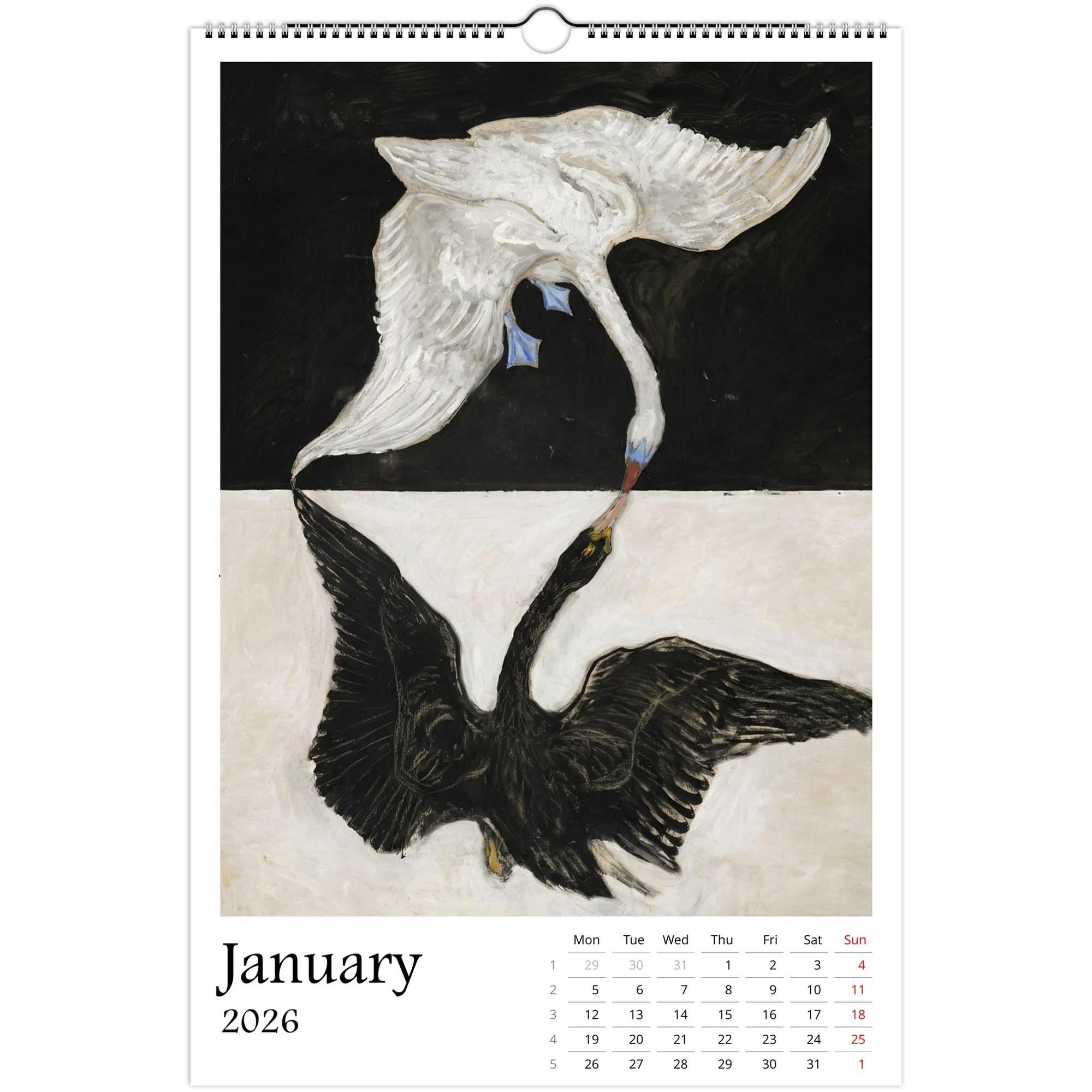 13 Artworks Of Spiritual Abstract Painting 2026 Wall Calendar 11x16.5, Hilma Af Klint, Mystical Calendar, Pastel Decor Gift