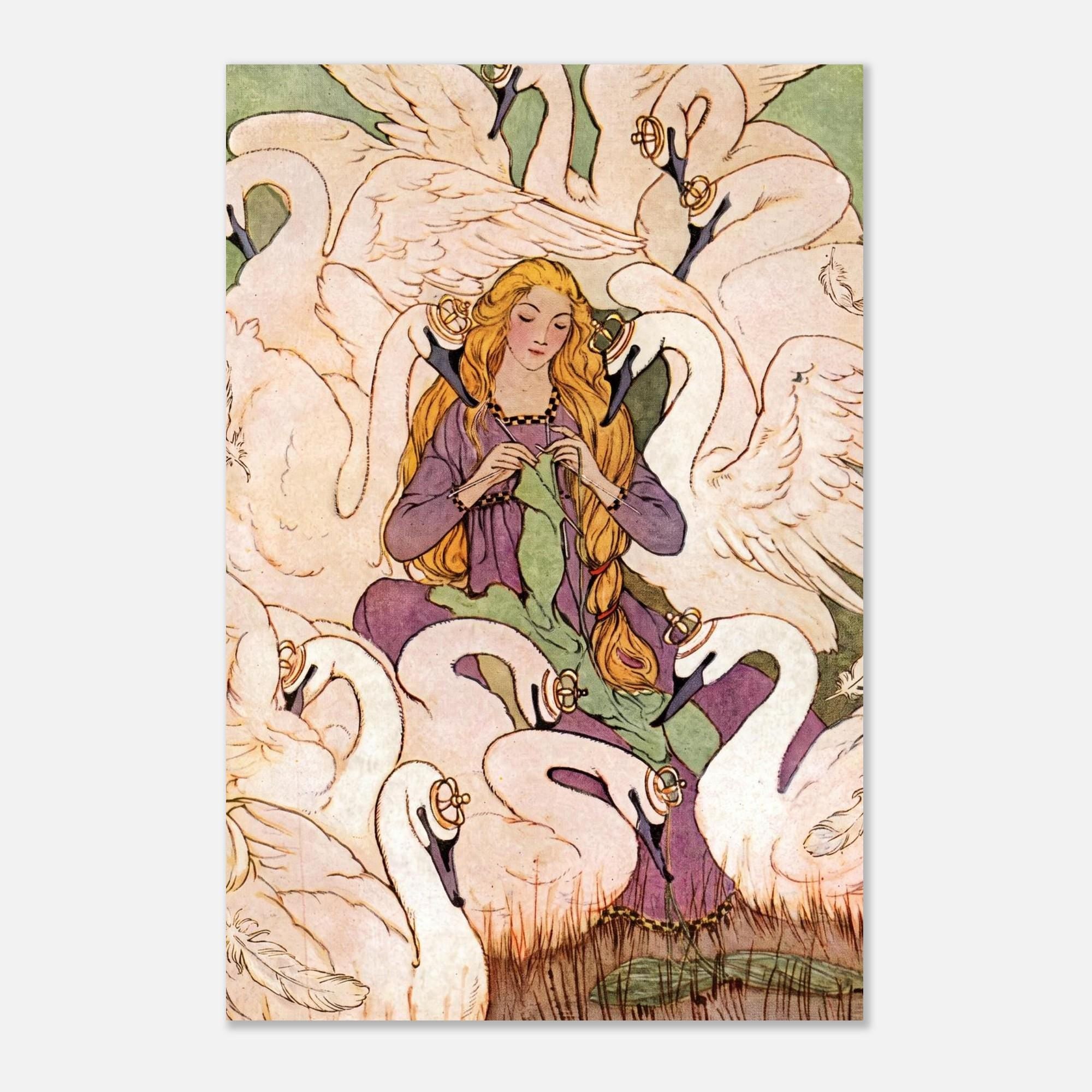 Wild Swans Fairy Tale Art Print Florence Harrison Vintage Illustration Hans Christian Andersen Princess Art Nouveau and Vintage