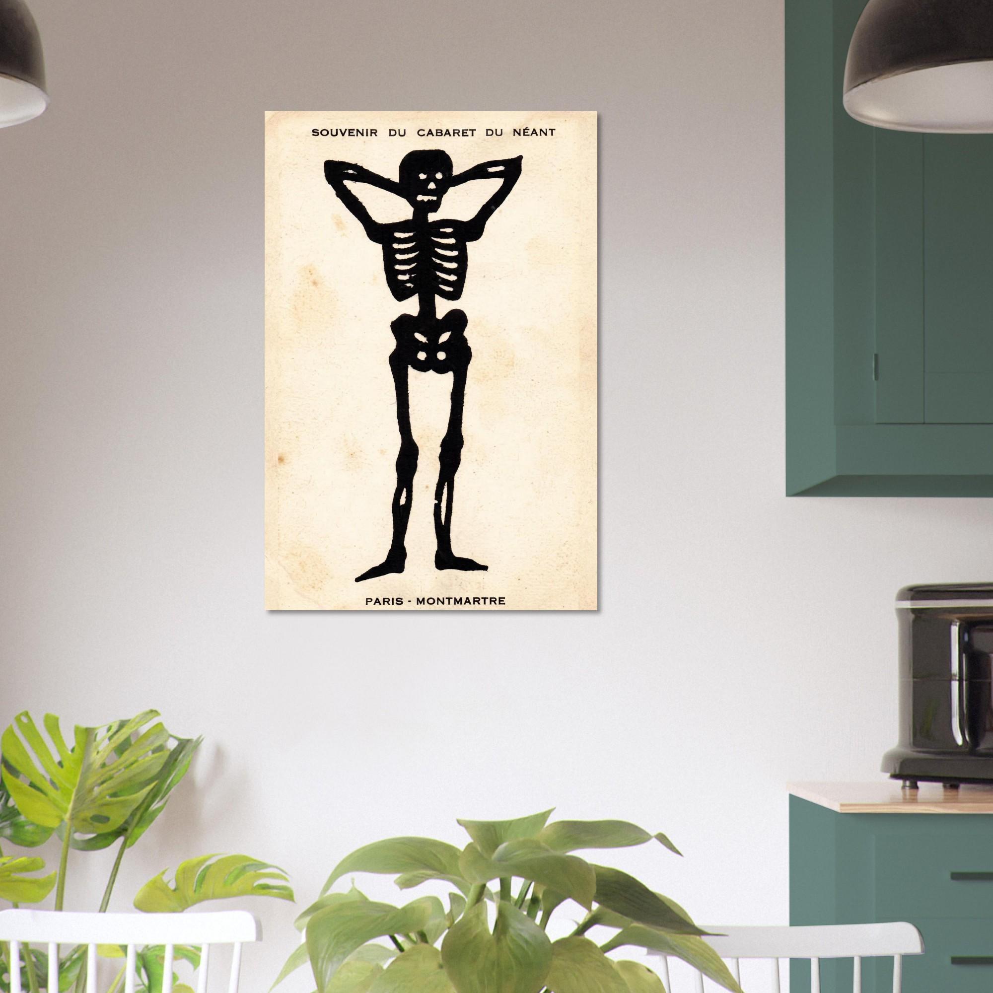 Vintage Paris Cabaret du Neant Skeleton Art Print Antique Macabre Poster Gothic Decor French Occult Oddities Dark Fantasy Macabre