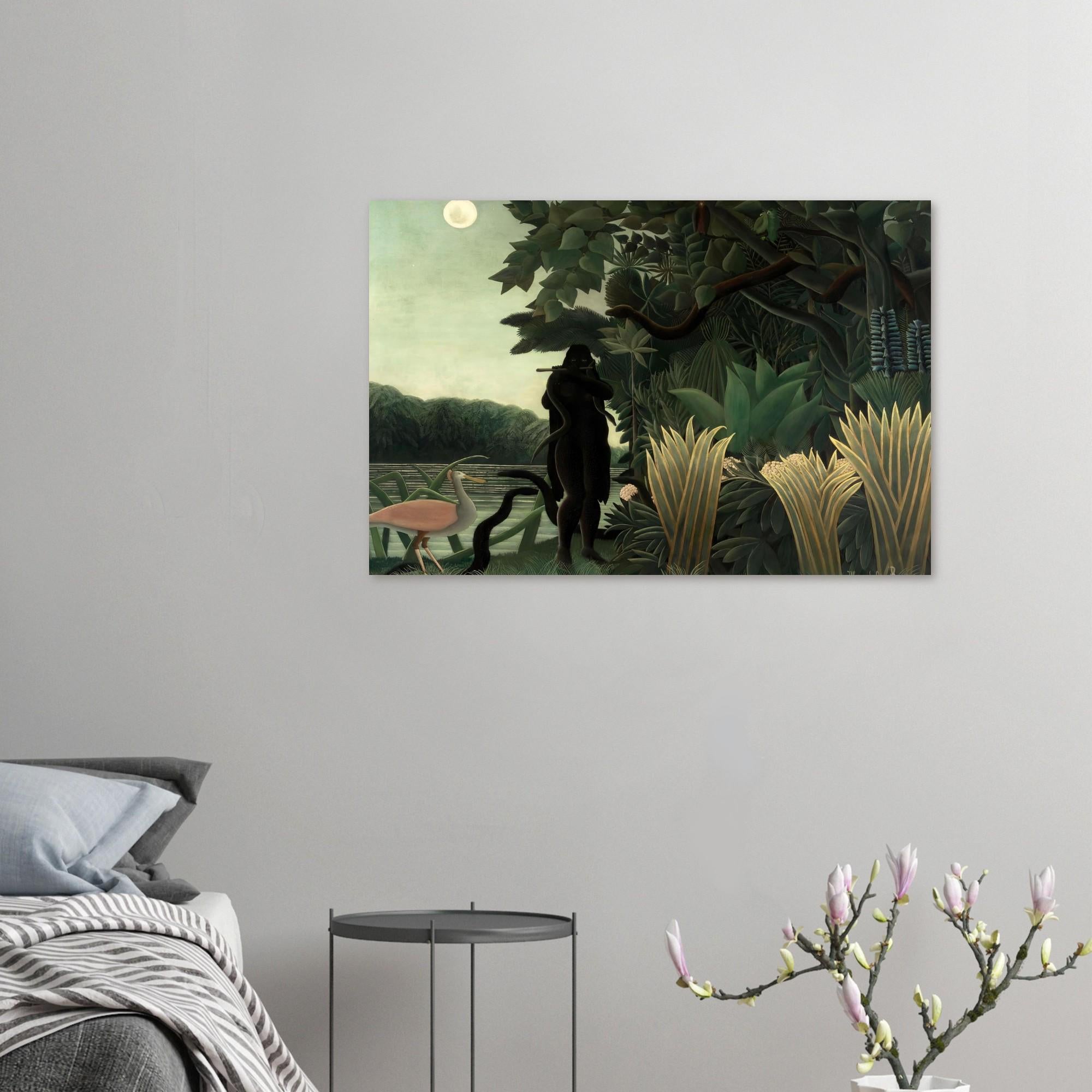 Henri Rousseau The Snake Charmer Jungle Wall Art Print , Tropical Vintage Oil Painting Naive Art Poster for Maximalist Decor