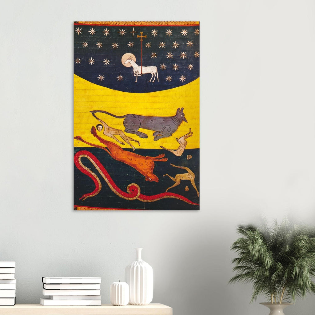 Medieval Apocalypse Lamb of God Art Print Spanish Mozarabic Manuscript Illustration Beatus of Liebana Wall Art Myth & Symbolism