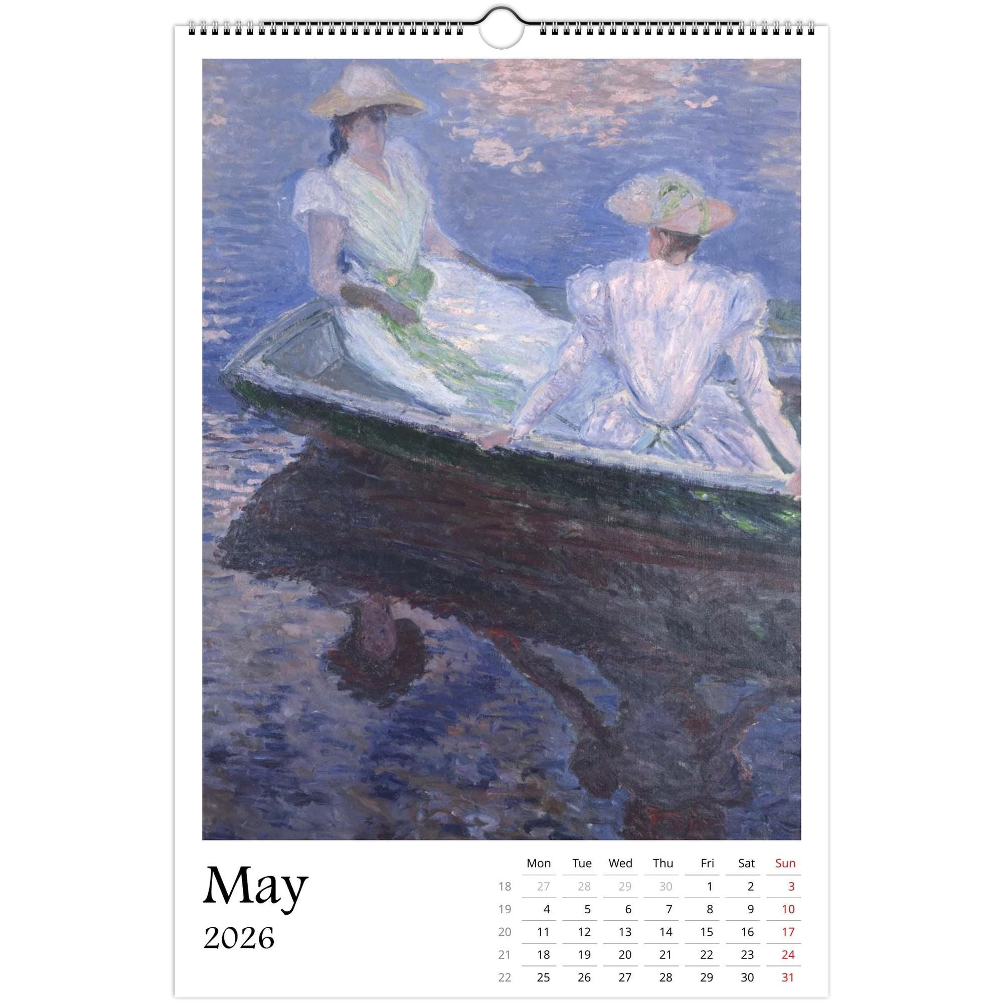 13 Artworks Of Claude Monet 2026 Art Calendar 11x16.5, French Impressionism, Nature Scenes, Fine Art, Retro Vibe, Holiday Gift