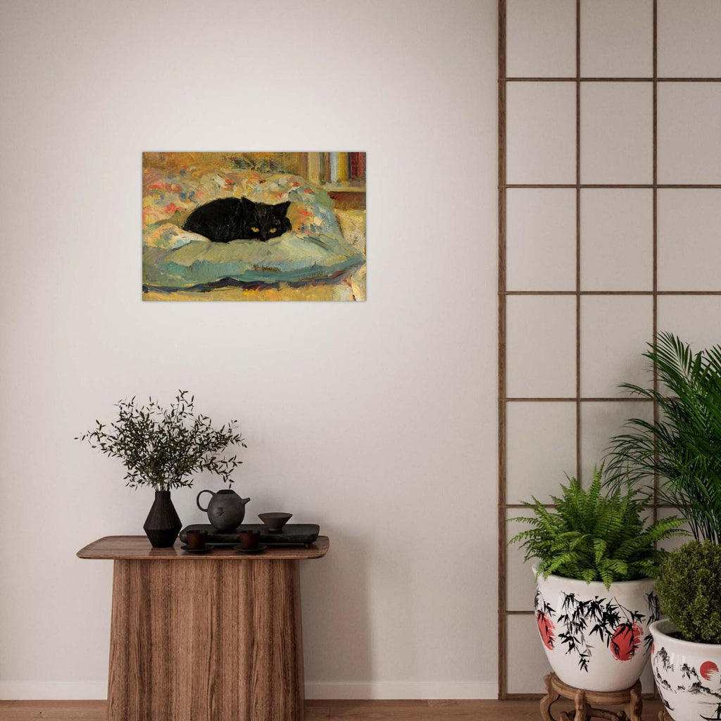Black Cat Oil Painting Impressionist Art Print Moody Animal Wall Decor for Cat Lovers Textured Portrait Animals Creatures