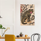 Korean Tiger and Magpies Art Print | Traditional Minhwa Folk Painting | Asian Wall Decor | Oriental Animal Art | Joseon Style