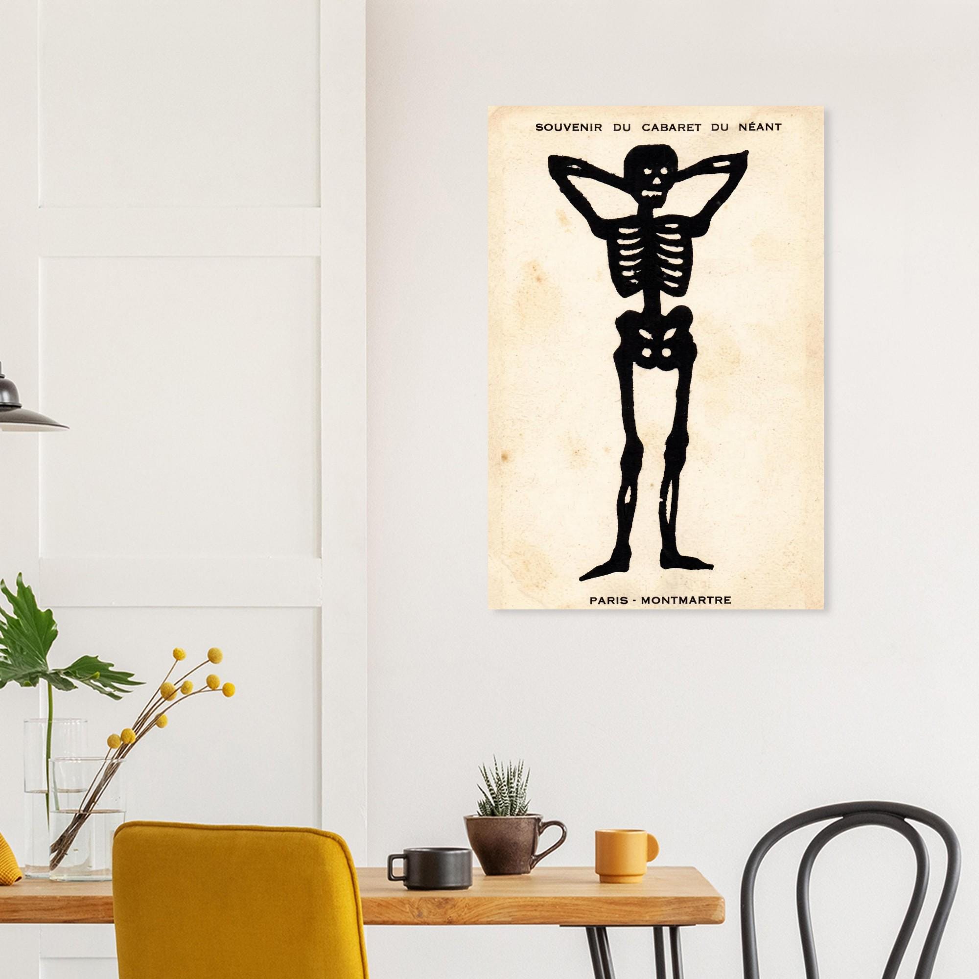 Vintage Paris Cabaret du Neant Skeleton Art Print Antique Macabre Poster Gothic Decor French Occult Oddities Dark Fantasy Macabre