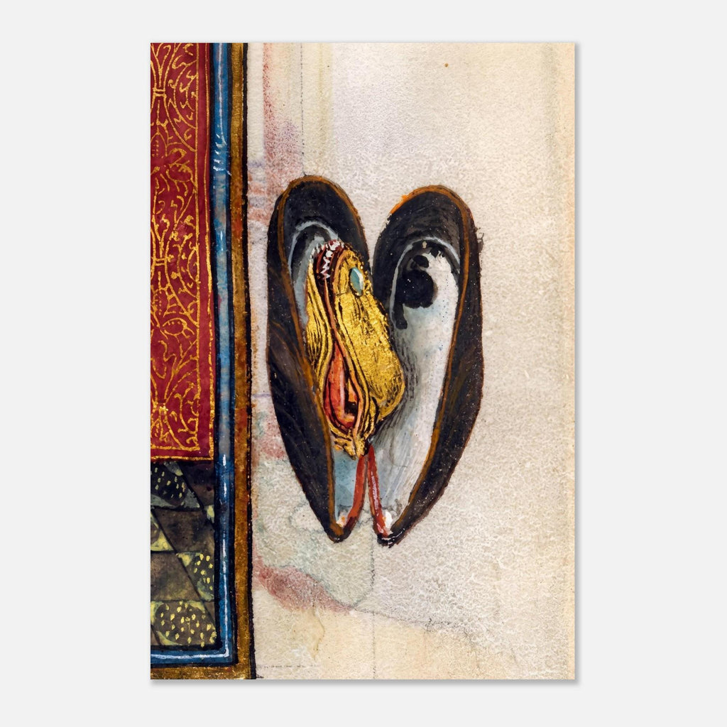 Weird Medieval Art Print Illuminated Manuscript Marginalia Dark Academia Gothic Gold Mussel Shell Yonic Art Dark Academia Moody