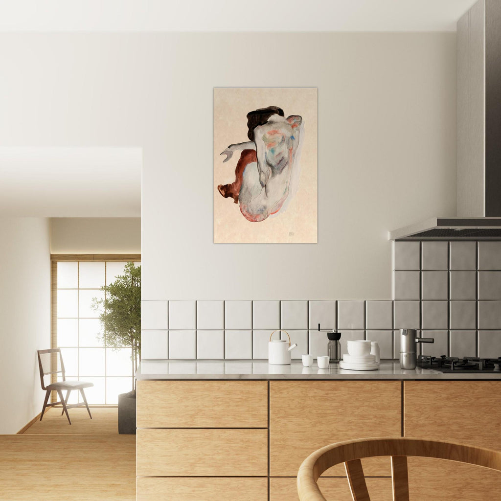 Egon Schiele 1912 Crouching Nude Figure Study Sketch Fine Art Print Vintage Austrian Expressionism Wall Art Portraits Figures
