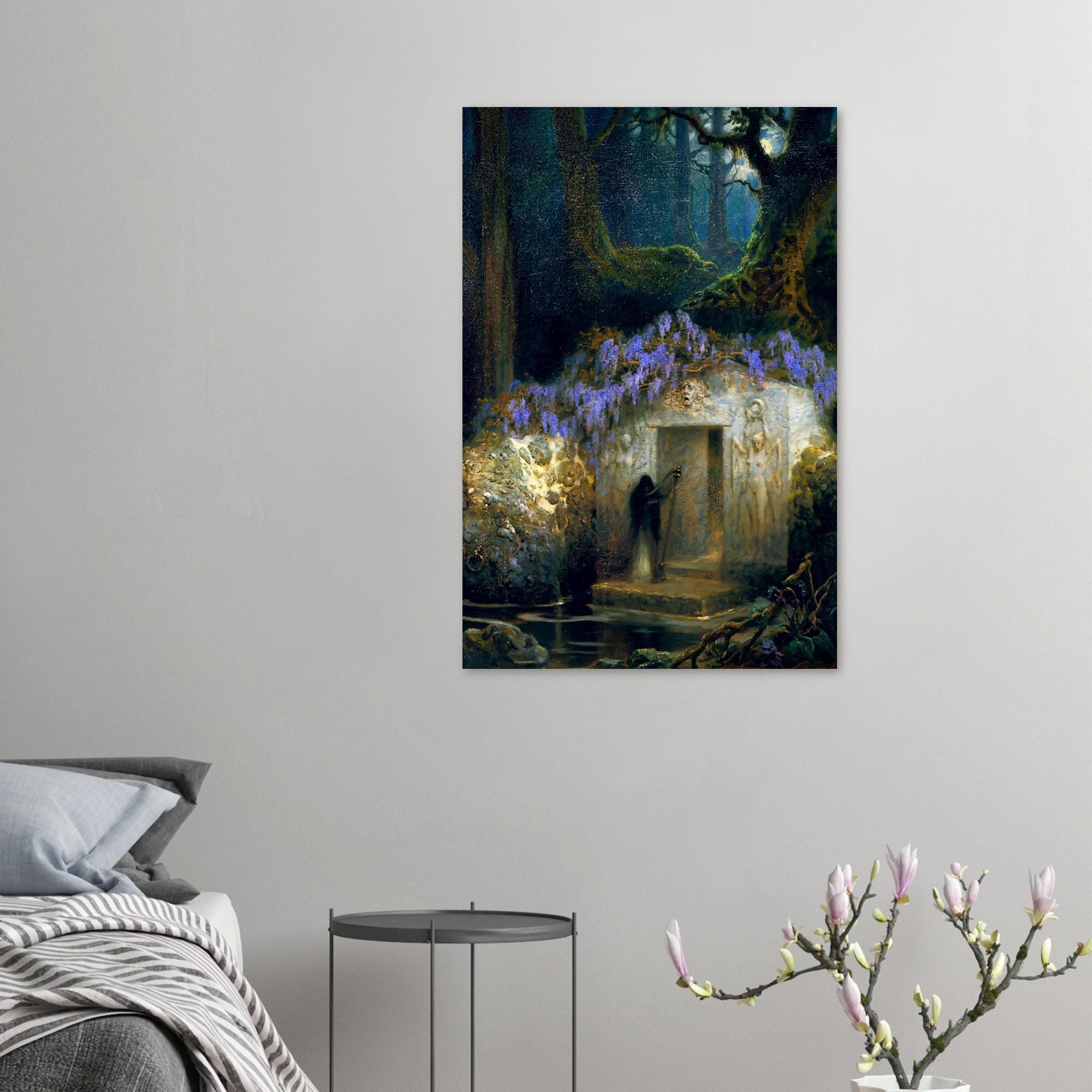 Arnold Bocklin The Tomb Art Print Moody Dark Academia Wall Art Symbolist Vintage Oil Painting Wisteria Decor Dark Academia & Moody