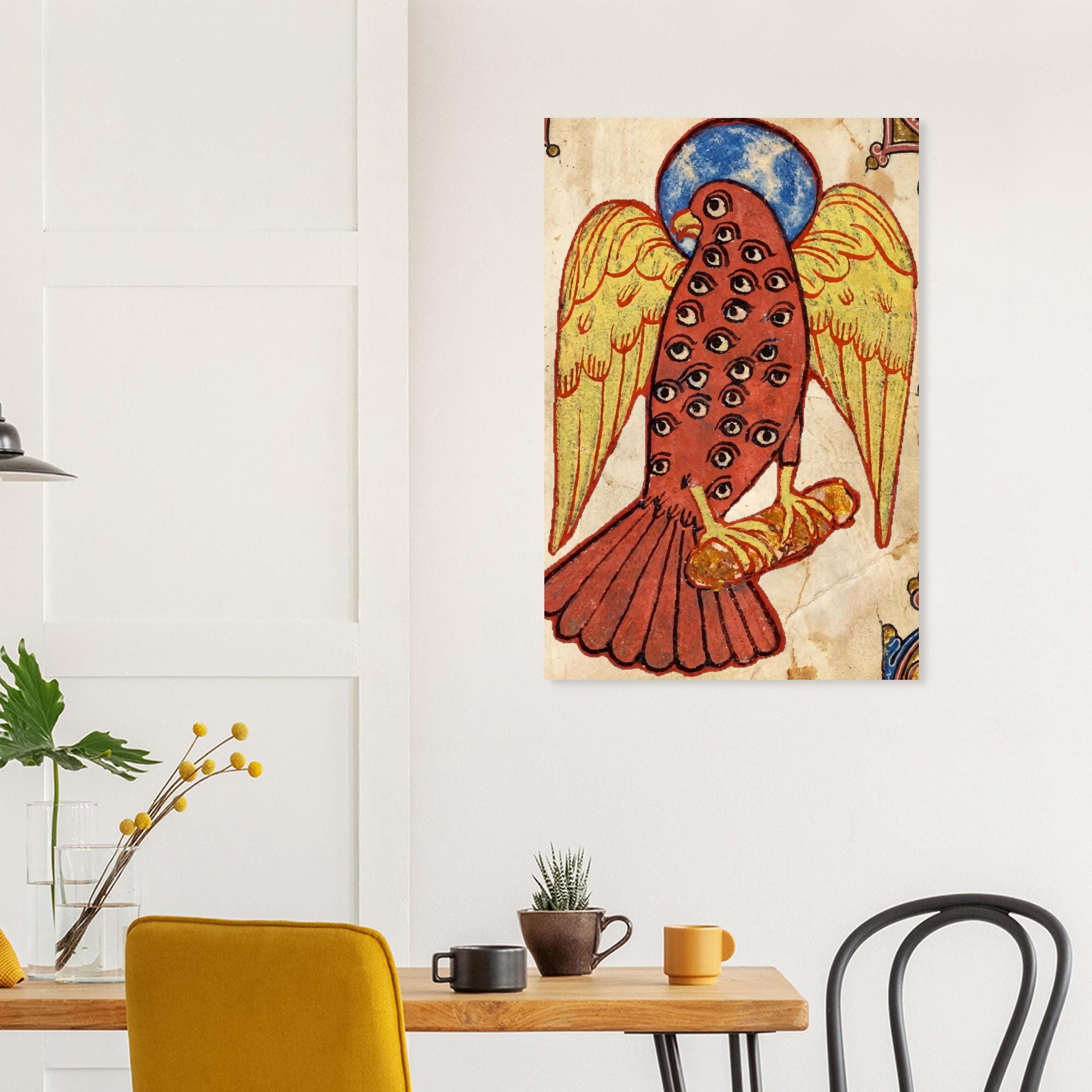 Medieval Eagle Many Eyes Art Print, Biblically Accurate Angel Apocalypse Decor, Girona Beatus 975 Manuscript, Myth & Symbolism