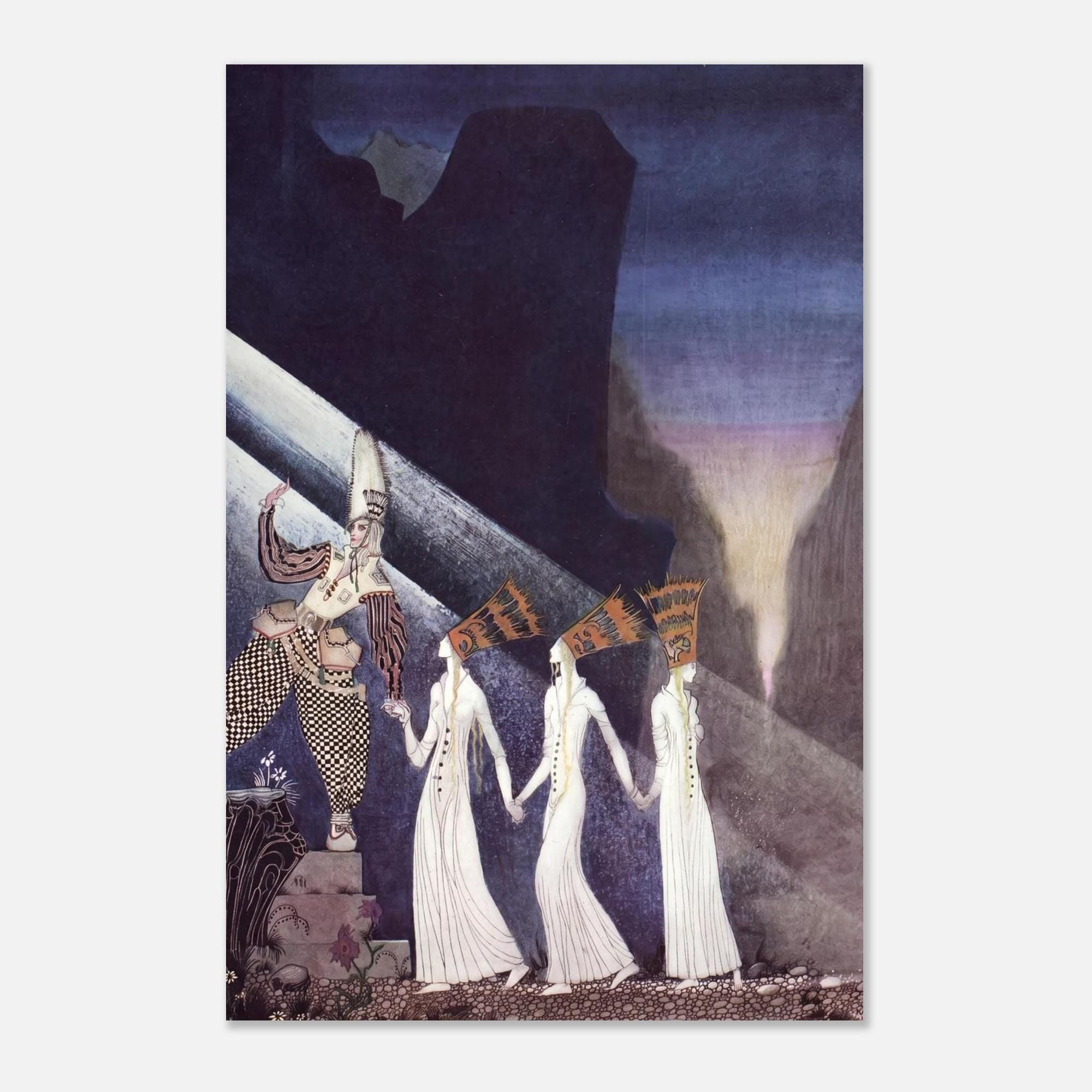 Kay Nielsen Art Print The Three Princesses in the Blue Mountain Vintage Fairy Tale Illustration Norse Folklore Art Nouveau and Vintage