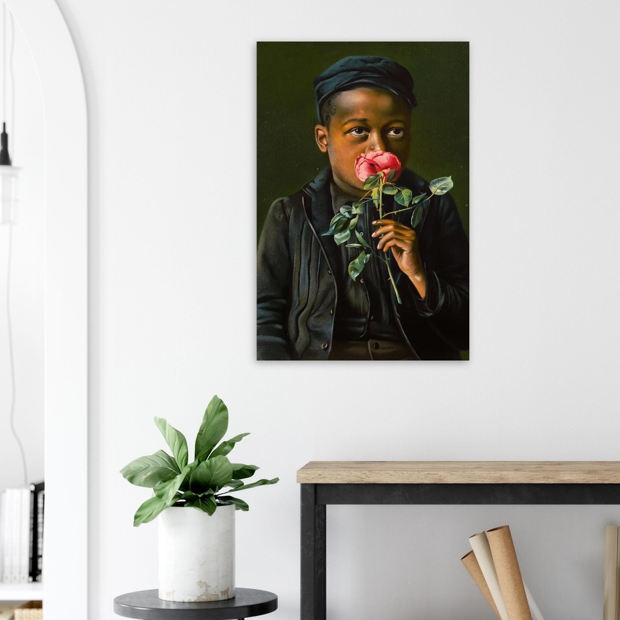 Vintage African American Boy Art Print | Black Child Portrait Wall Art | Victorian Moody Oil Painting | Antique Heritage Decor