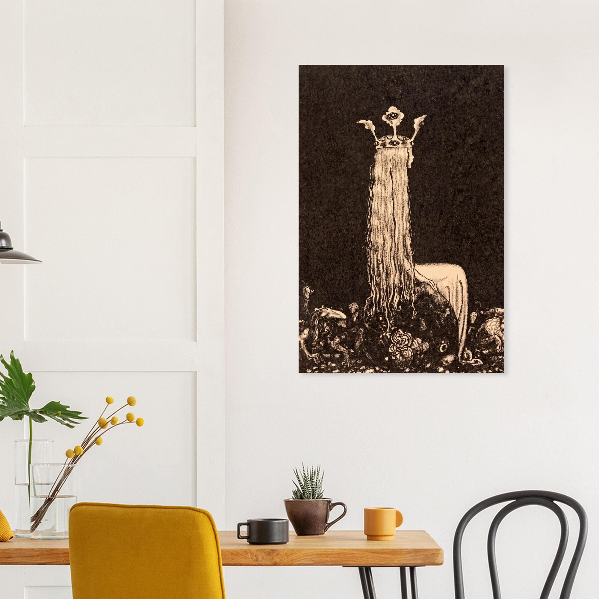 John Bauer Art Print Swedish Folklore Troll Princess Long Hair Vintage Fairy Tale Illustration Norse Mythology Dark Fantasy and Macabre