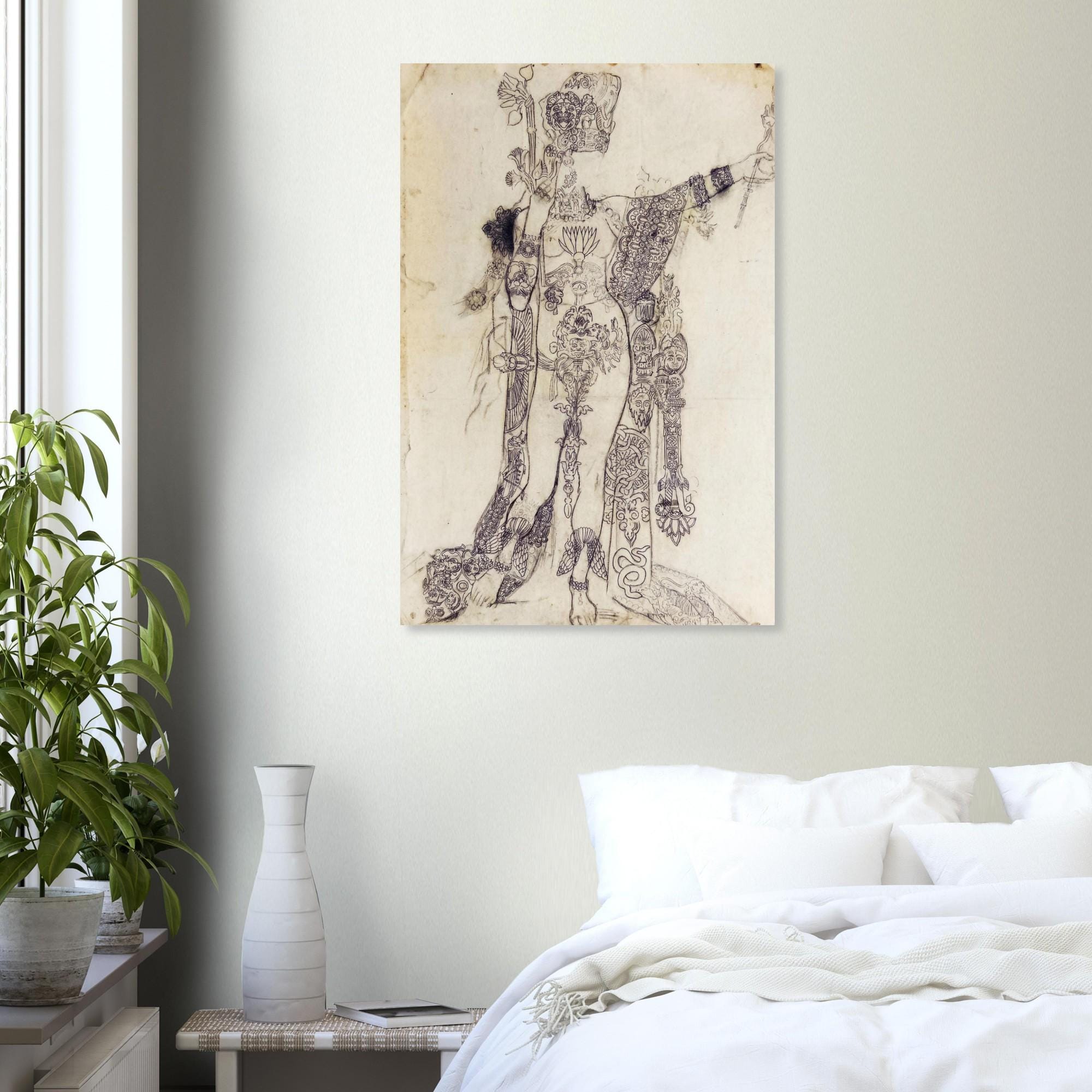 Symbolist Art Print | Gustave Moreau Mystical Goddess Wall Art | Dark Academia Decor | Vintage Ink Drawing | Occult Sketch