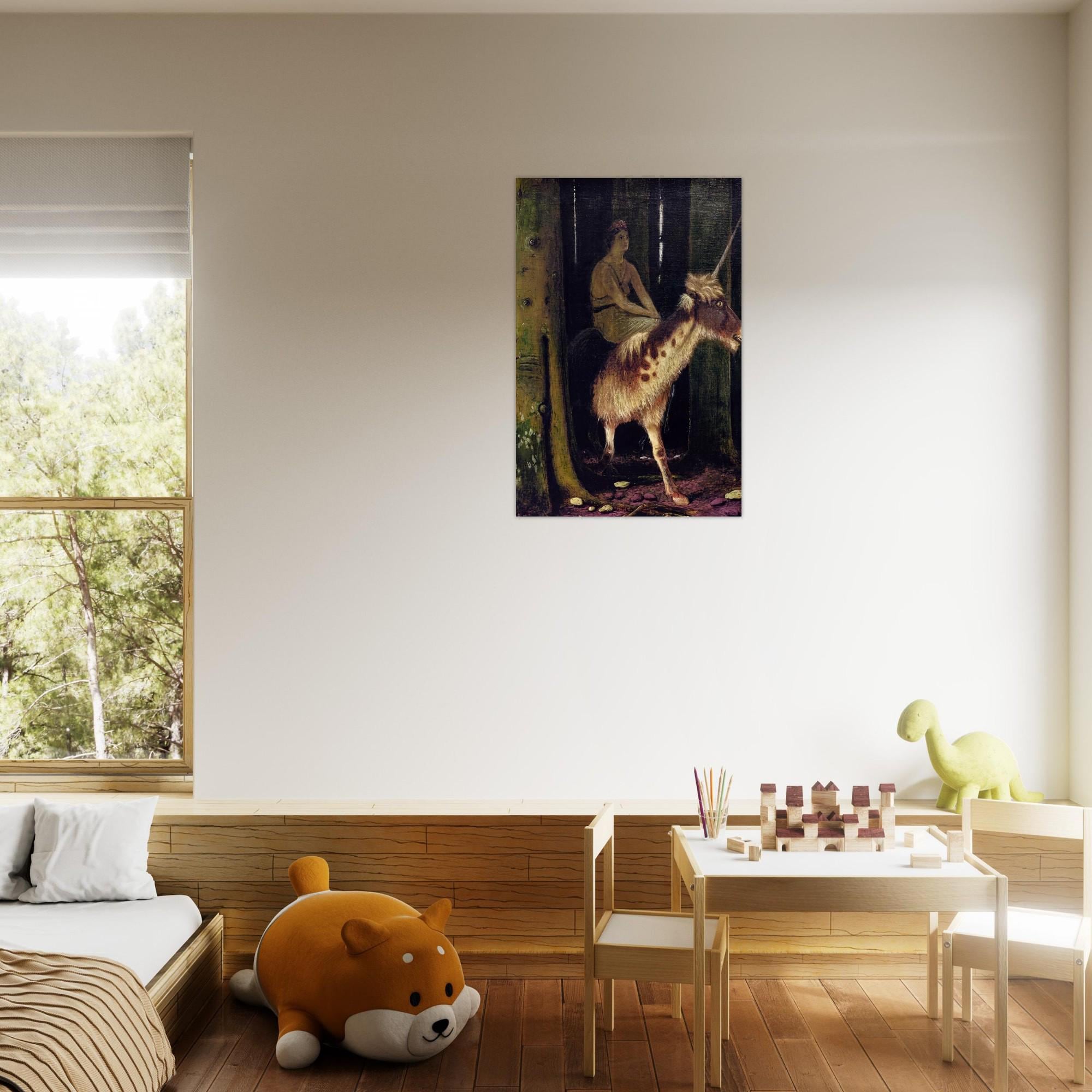 Arnold Bocklin The Silence of the Forest Art Print Antique Unicorn Painting Dark Academia Moody Gothic Wall Decor Myth Symbolism