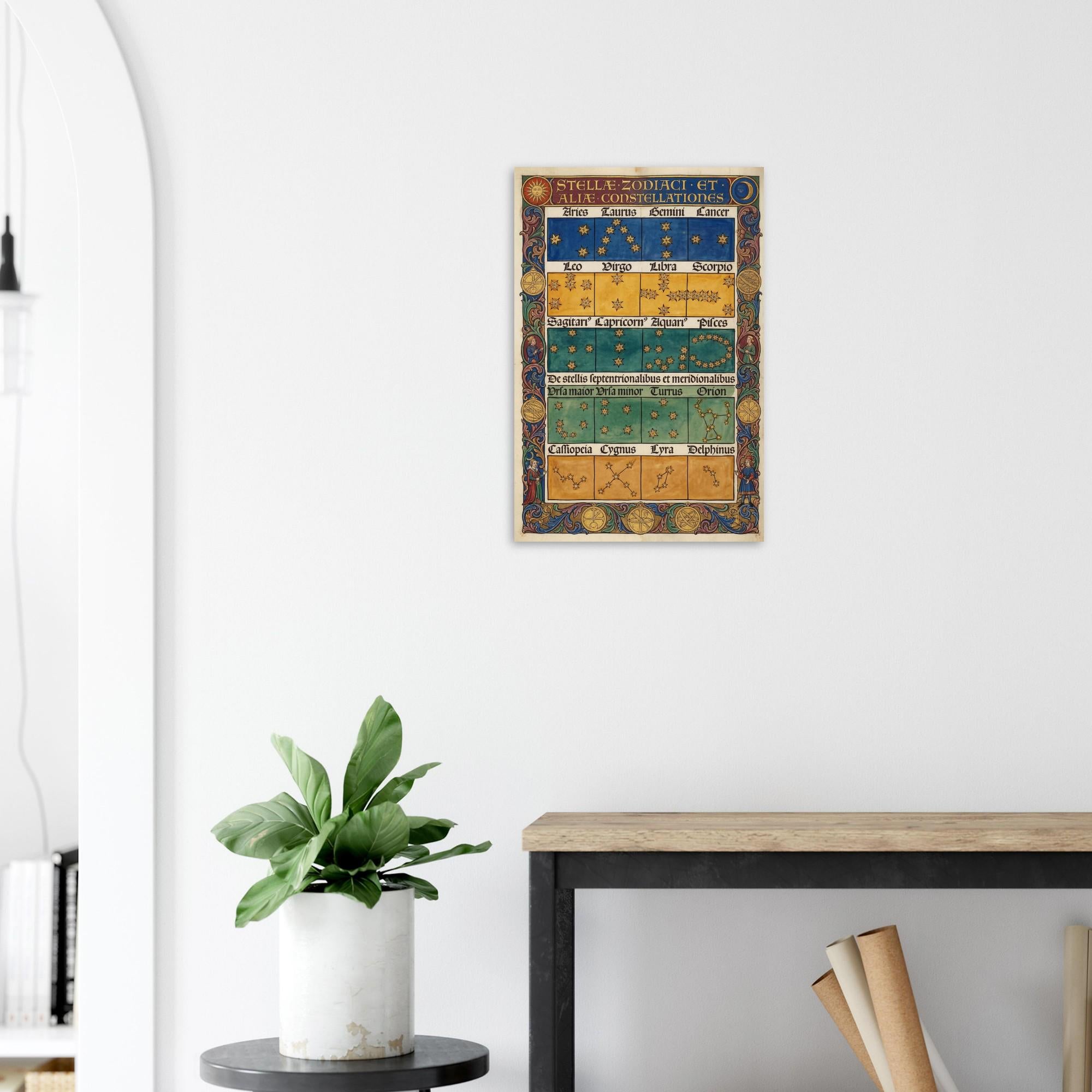 Vintage Zodiac Constellation Art Print | Medieval Astrology Woodcut Wall Art | Antique Star Chart Poster | Gothic Celestial Decor