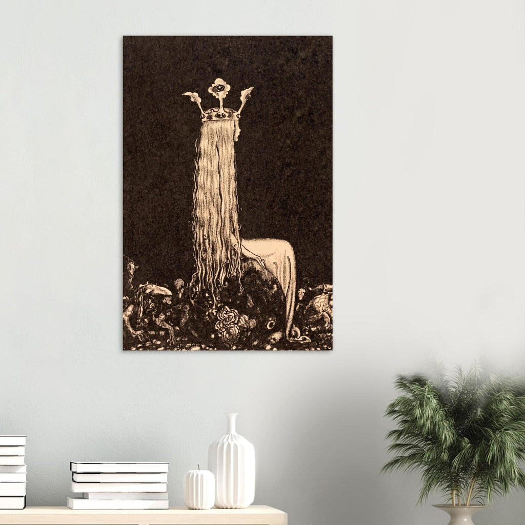 John Bauer Art Print Swedish Folklore Troll Princess Long Hair Vintage Fairy Tale Illustration Norse Mythology Dark Fantasy and Macabre