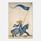 Joan of Arc Medieval Manuscript Art Print Historical French Warrior Woman on Horseback Unframed Wall Decor Myth & Symbolism