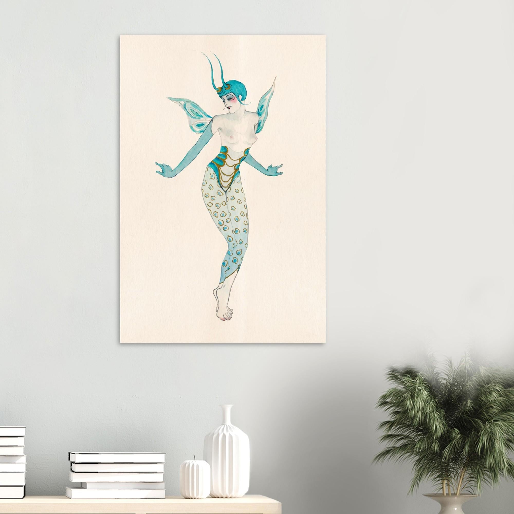 George Barbier Art Deco Print Le Papillon Vintage 1920s Fashion Illustration Butterfly Costume Flapper Art Nouveau and Vintage